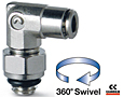 6522 Micro Series Male British Standard Parallel Pipe (BSPP) Metric Swivel Elbows